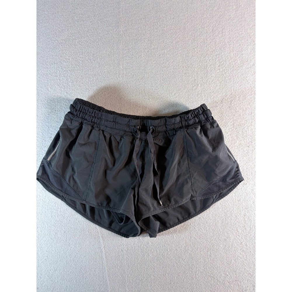 Lululemon Tracker Short V 4" Black Athletic Running Shorts Womens Size 8 LW7ACS
